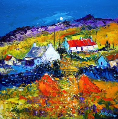 Two Haystacks in the Moonlight Lagg Village Jura 24x24 Two Haystacks in the Moonlight Lagg Village Jura 24x24